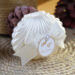 İnci ve Kurdele Detaylı İstiridye Mum Hediyelik