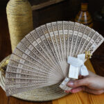 İnci Detaylı Ahşap Bambu Yelpaze Hediyelik