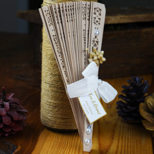 İnci Detaylı Ahşap Bambu Yelpaze Hediyelik