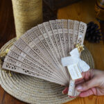 İnci Detaylı Ahşap Bambu Yelpaze Hediyelik