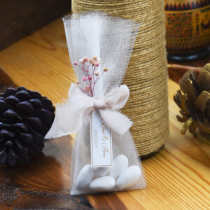 İpek Kurdele ve Tül Detaylı Badem Şekerli Hediyelik