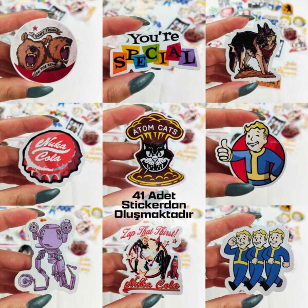 Fallout Serisi Mega Sticker Pack 41 Parça Kaliteli Su Geçirmez Sticker