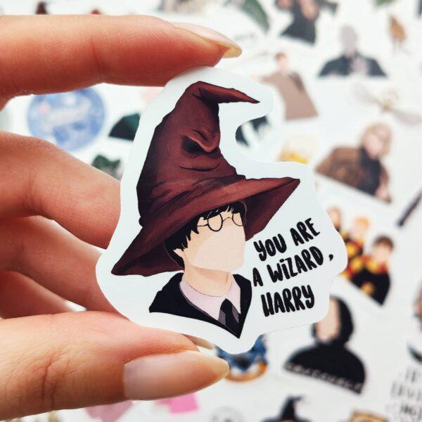 Harry Potter Temalı Sticker 60 Parça Yapışkanlı Kaliteli Suya Dayanıklı Laptop Termos Etiket Seti