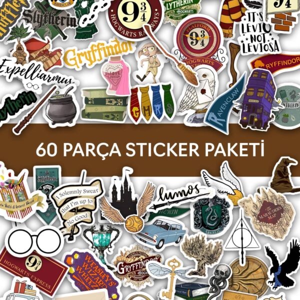HP Temalı Sticker Paketi 60 Parça Yapışkanlı Kaliteli Su Geçirmez Etiket Seti