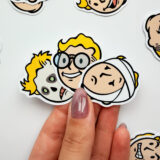 Fallout Vault-Boy temalı 23 parçalık suya dayanıklı vinil sticker paketinin beyaz zeminde sergilenmiş hali