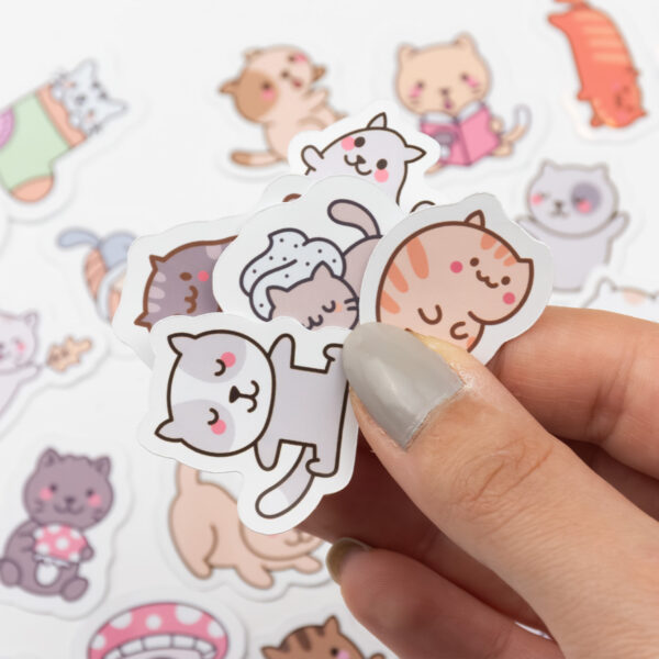 Kediler 80 Parça Kaliteli Su Geçirmez Etiket Seti