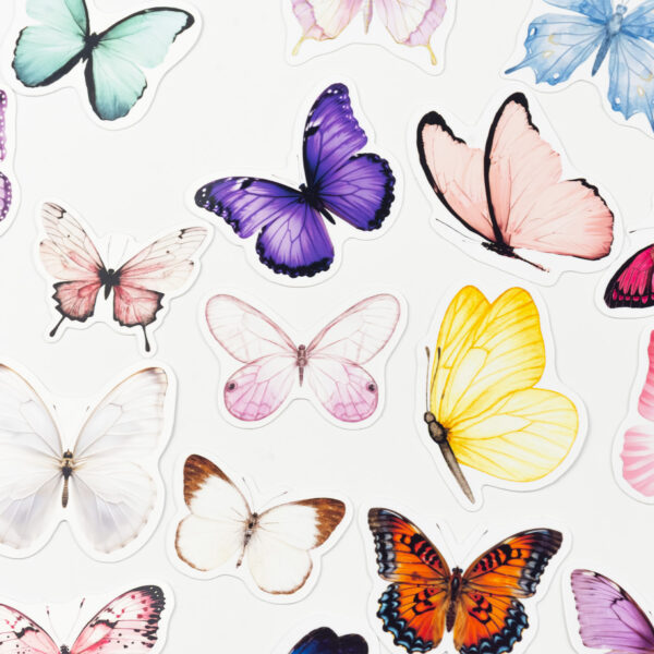 Renkli Kelebekler Sticker Paketi 22 Parça Kaliteli Su Geçirmez Etiket Seti