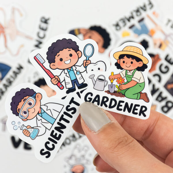 İngilizce Meslekler Sticker Paketi 23 Parça Kaliteli Su Geçirmez Etiket Seti