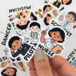 İngilizce Meslekler Sticker Paketi 23 Parça Kaliteli Su Geçirmez Etiket Seti