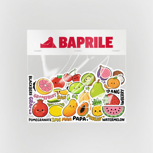 İngilizce Meyveler Sticker Paketi 22 Parça Kaliteli Su Geçirmez Etiket Seti