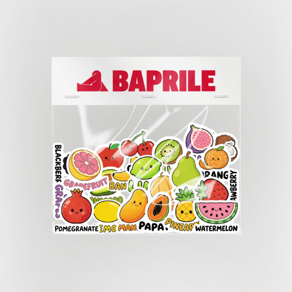 İngilizce Meyveler Sticker Paketi 22 Parça Kaliteli Su Geçirmez Etiket Seti