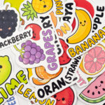 İngilizce Meyveler Sticker Paketi 22 Parça Kaliteli Su Geçirmez Etiket Seti