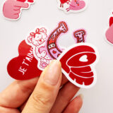 Kalp ve aşk temalı 27 parça suya dayanıklı parlak vinil sticker paketi