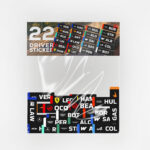 Motorsporları F1 Yarışçıları 2026 Lineup 22 Parça Kaliteli Su Geçirmez Etiket Seti