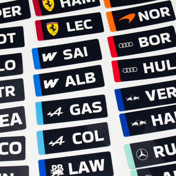 Motorsporları F1 Yarışçıları 2026 Lineup 22 Parça Kaliteli Su Geçirmez Etiket Seti