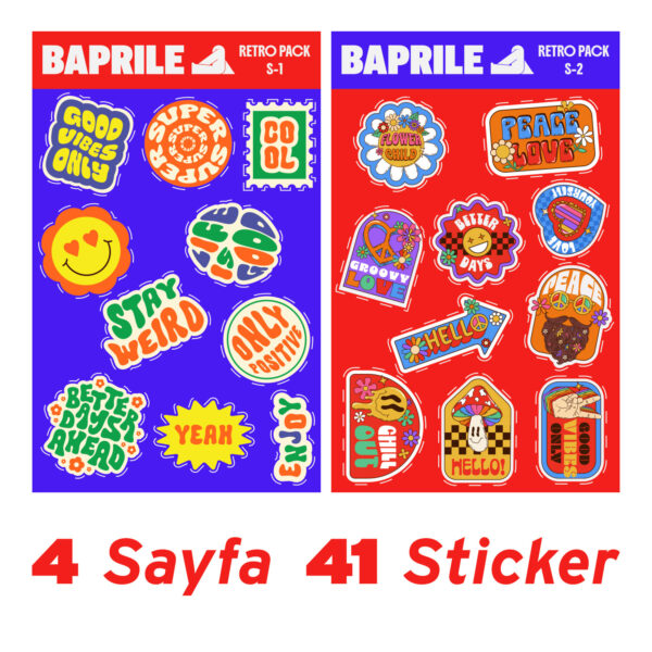Retro Y2K 90'lar Pozitif 4 Sayfa 41 Parça Etiket Seti