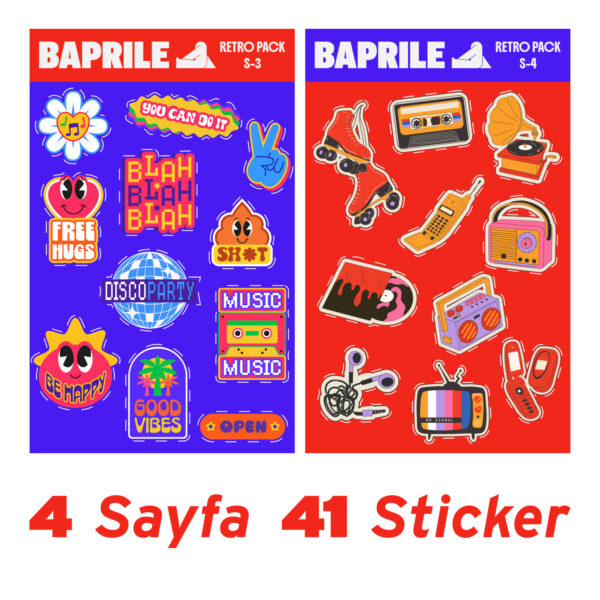 Retro Y2K 90'lar Pozitif 4 Sayfa 41 Parça Etiket Seti