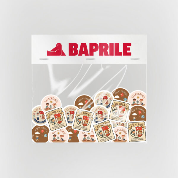 23 Nisan Ulusal Egemenlik ve Çocuk Bayramı Sticker Paketi 20 Parça Kaliteli Su Geçirmez Etiket Seti