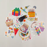 Happy Birthday sticker paketi 25 parça suya dayanıklı parlak vinil doğum günü etiket seti