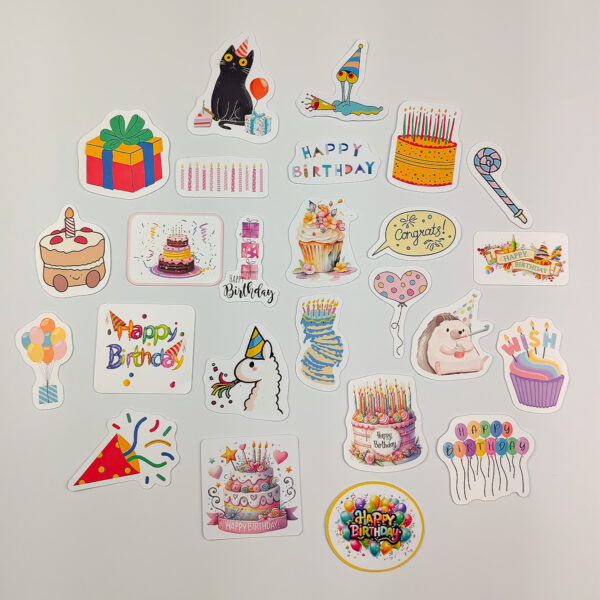 Happy Birthday Sticker Paketi 25 Parça Kaliteli Su Geçirmez Doğum Günü Etiket Seti