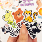 İngilizce Hayvanlar Sticker Paketi 25 Parça Kaliteli Su Geçirmez Etiket Seti