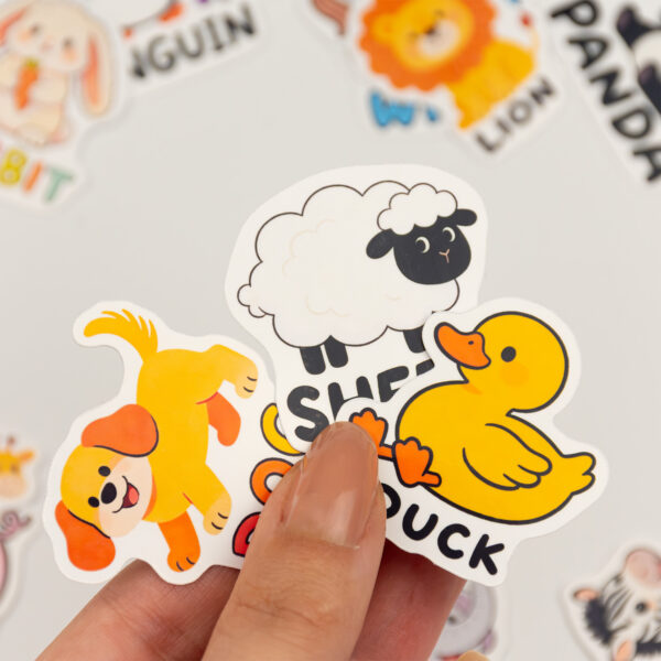 İngilizce Hayvanlar Sticker Paketi 25 Parça Kaliteli Su Geçirmez Etiket Seti