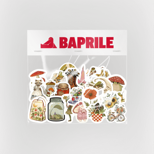 Cottagecore Masalsı Orman Temalı 26 Parça Kaliteli Su Geçirmez Etiket Seti