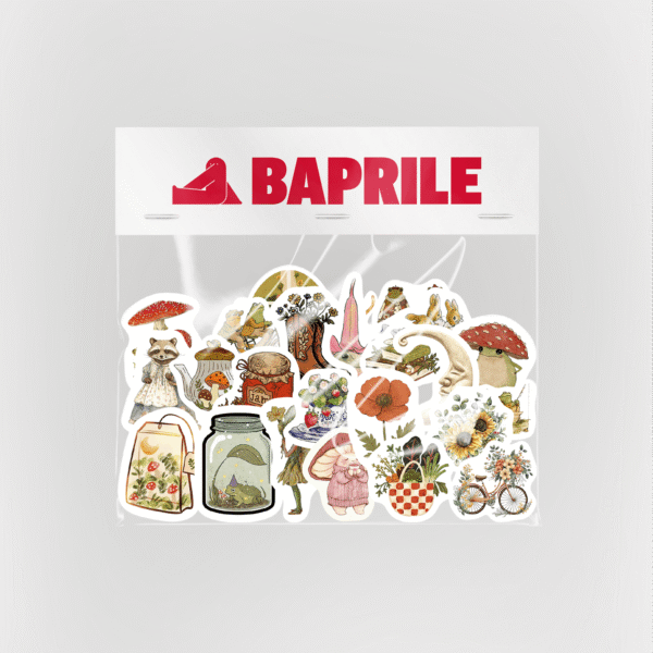 Cottagecore Masalsı Orman Temalı 26 Parça Kaliteli Su Geçirmez Etiket Seti