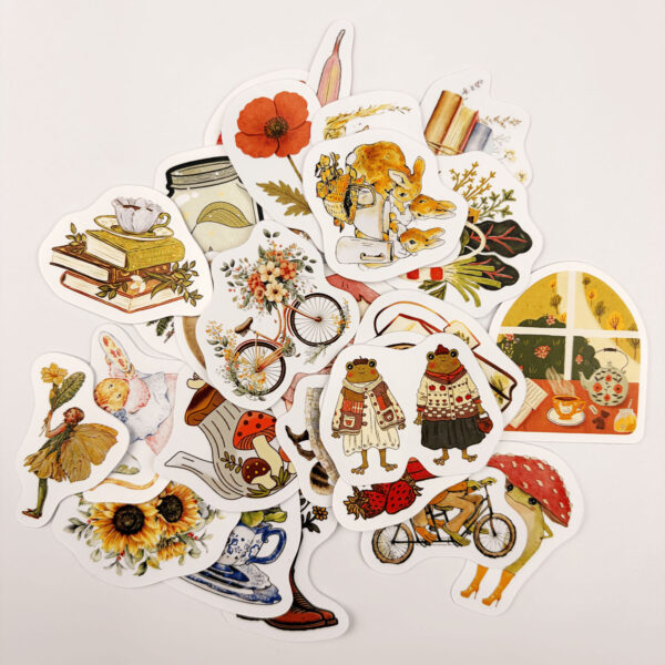 Cottagecore Masalsı Orman Temalı 26 Parça Kaliteli Su Geçirmez Etiket Seti