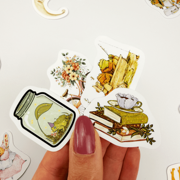 Cottagecore Masalsı Orman Temalı 26 Parça Kaliteli Su Geçirmez Etiket Seti