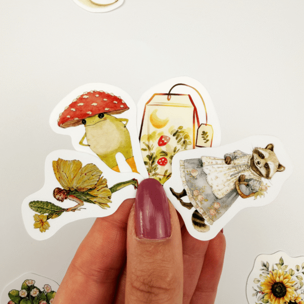 Cottagecore Masalsı Orman Temalı 26 Parça Kaliteli Su Geçirmez Etiket Seti