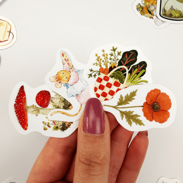 Cottagecore Masalsı Orman Temalı 26 Parça Kaliteli Su Geçirmez Etiket Seti