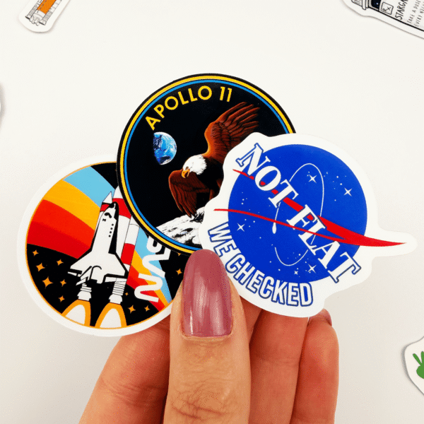 Uzay NASA Astronot Temalı 20 Parça Kaliteli Su Geçirmez Laptop Termos Etiket Seti