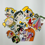 Powerpuff Girls karakterlerinin olduğu 14 parça suya dayanıklı vinil sticker seti
