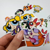 Powerpuff Girls karakterlerinin olduğu 14 parça suya dayanıklı vinil sticker seti