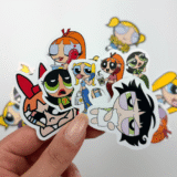 Powerpuff Girls karakterlerinin olduğu 14 parça suya dayanıklı vinil sticker seti