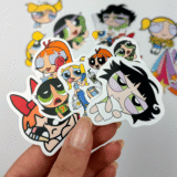 Powerpuff Girls karakterlerinin olduğu 14 parça suya dayanıklı vinil sticker seti