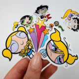Powerpuff Girls karakterlerinin olduğu 14 parça suya dayanıklı vinil sticker seti