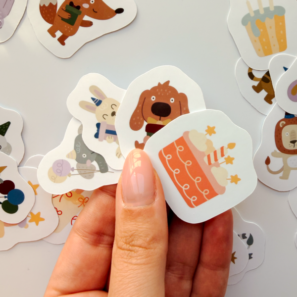 Sevimli Hayvanlar Doğum Günü 25 Parça Sticker Paketi Suya Dayanıklı Laptop Termos Telefon Etiket Seti