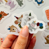 Sevimli hayvanlar doğum günü temalı 25 parça suya dayanıklı vinil sticker paketi