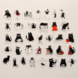 Eğlenceli Siyah Kedi 35 Parça Sticker Paketi - Baprile suya dayanıklı vinil etiket seti