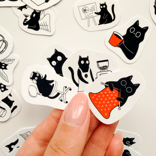 Eğlenceli Siyah Kedi 35 Parça Sticker Paketi Kaliteli Su Geçirmez Laptop Termos Telefon Etiket Seti