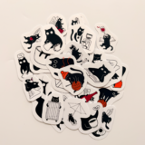 Eğlenceli Siyah Kedi 35 Parça Sticker Paketi - Baprile suya dayanıklı vinil etiket seti