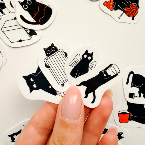 Eğlenceli Siyah Kedi 35 Parça Sticker Paketi Kaliteli Su Geçirmez Laptop Termos Telefon Etiket Seti