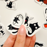 Eğlenceli Siyah Kedi 35 Parça Sticker Paketi - Baprile suya dayanıklı vinil etiket seti