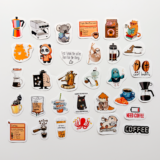 Kahve temalı 32 parça vinil sticker seti, Baprile