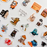 Kahve temalı 32 parça vinil sticker seti, Baprile
