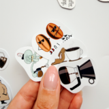 Kahve temalı 32 parça vinil sticker seti, Baprile