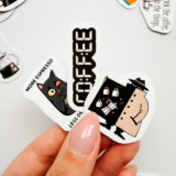 Kahve temalı 32 parça vinil sticker seti, Baprile