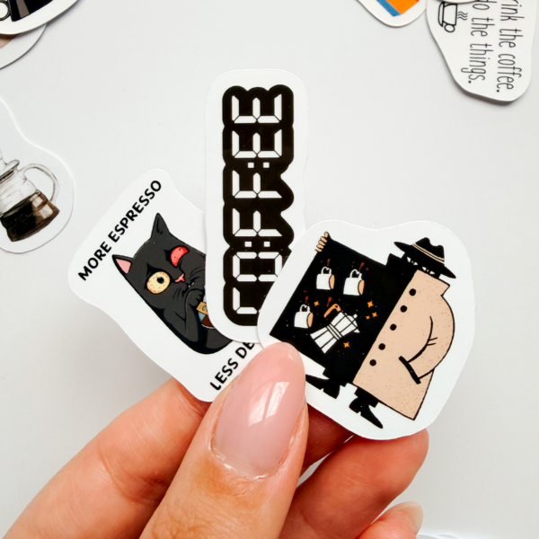 Kahve Temalı 32 Parça Kaliteli Laptop Telefon Termos Coffee Etiket Seti